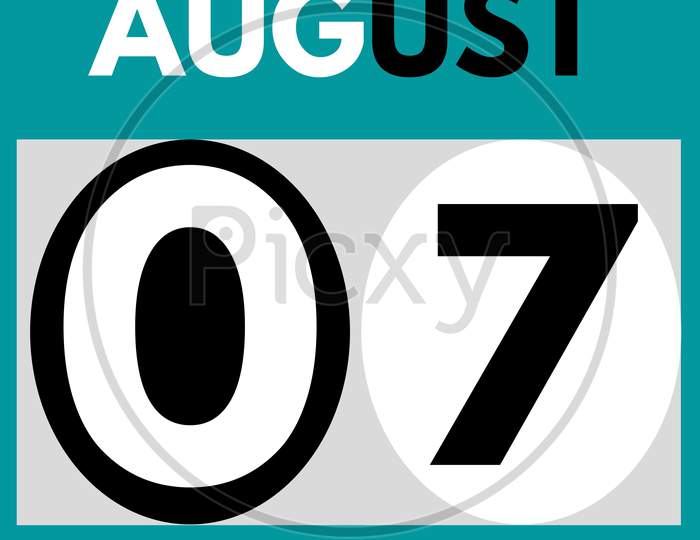 August 7 . Modern Daily Calendar Icon .Date ,Day, Month .Calendar For The Month Of August