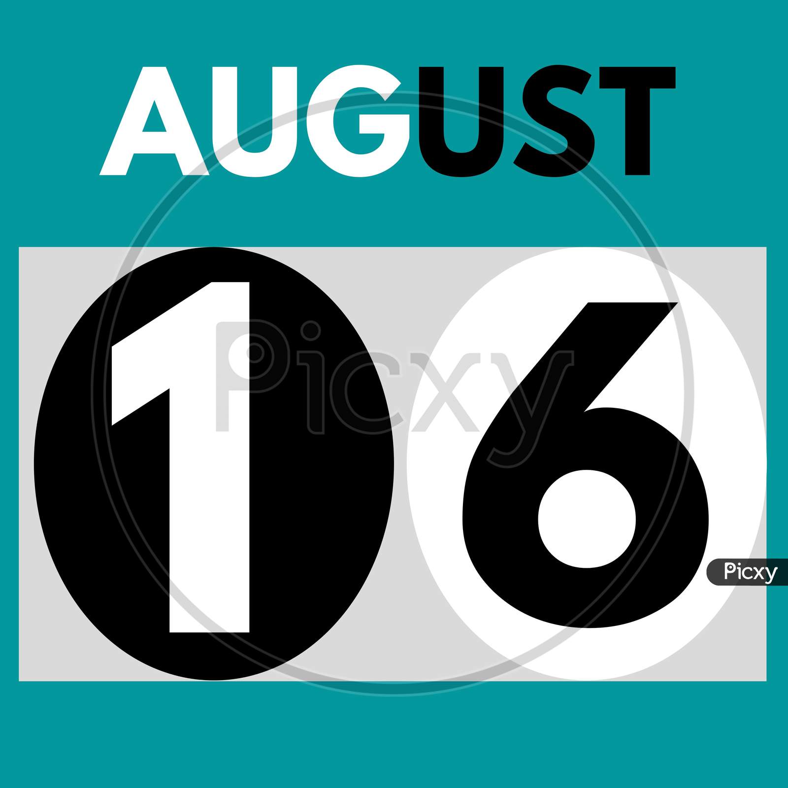 August 16 . Modern Daily Calendar Icon .Date ,Day, Month .Calendar For The Month Of August