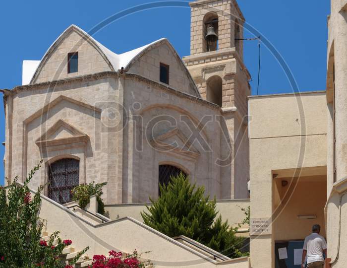 Pissouri, Cyprus, Greece - July 20 : View Of The Church Of The Apostle Andrew In Pissouri, Cyprus On July 20, 2009. One Unidentified Man