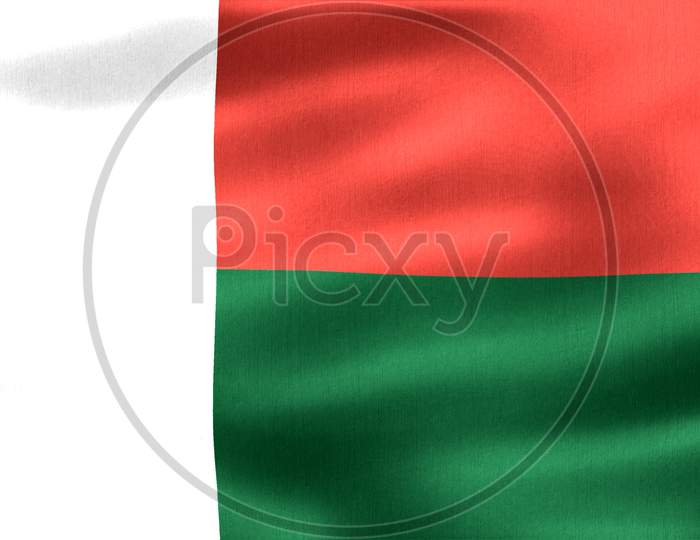 3D-Illustration Of A Madagascar Flag - Realistic Waving Fabric Flag