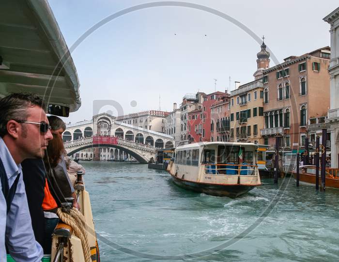 Venice, Italy/Europe - October 26 : View From A Water Taxi In Venice On October 26, 2006. Unidentified People.