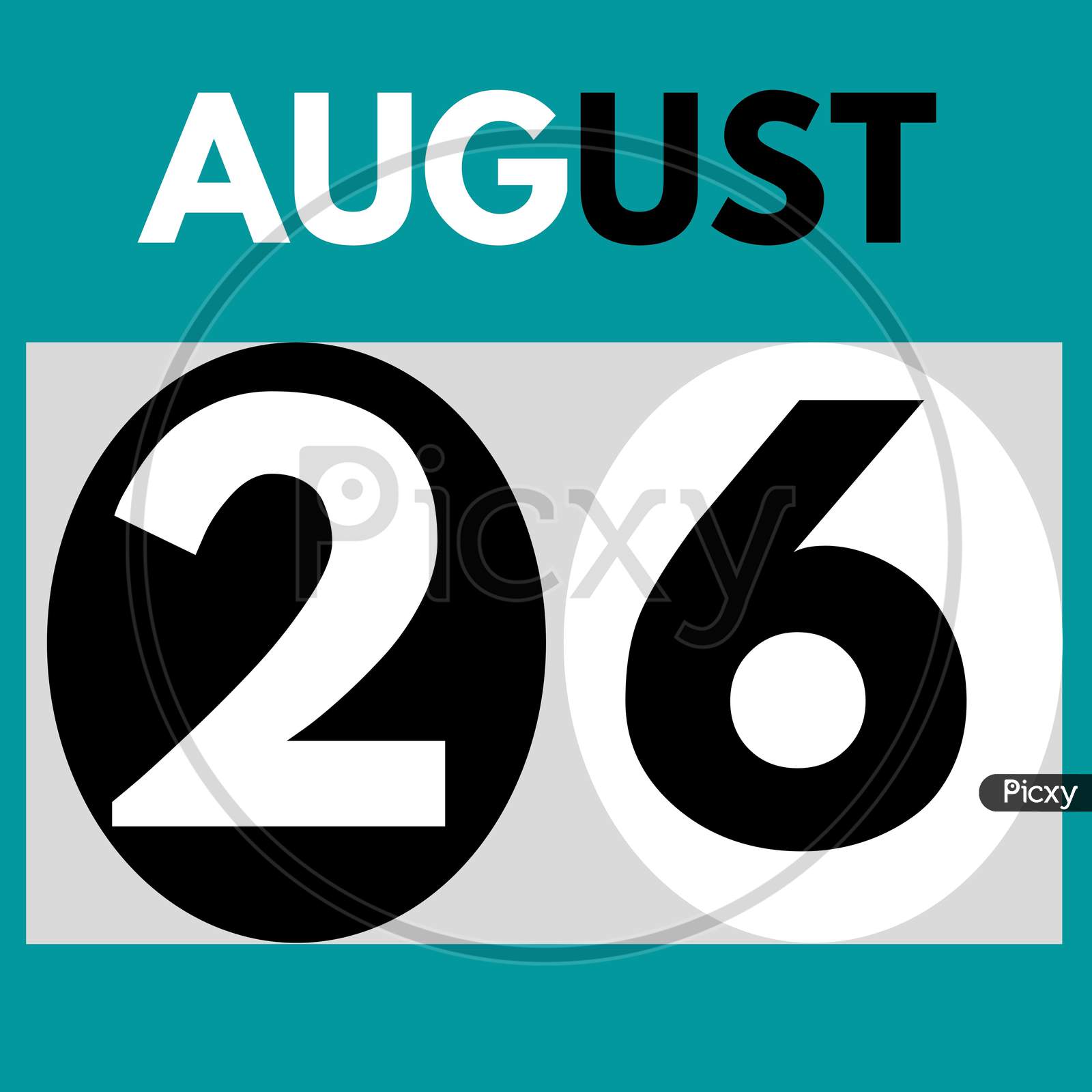 August 26 . Modern Daily Calendar Icon .Date ,Day, Month .Calendar For The Month Of August