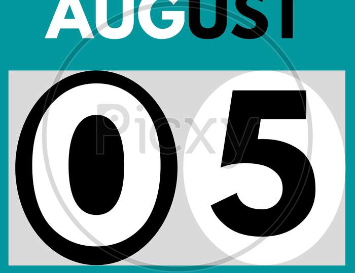 August 5 . Modern Daily Calendar Icon .Date ,Day, Month .Calendar For The Month Of August
