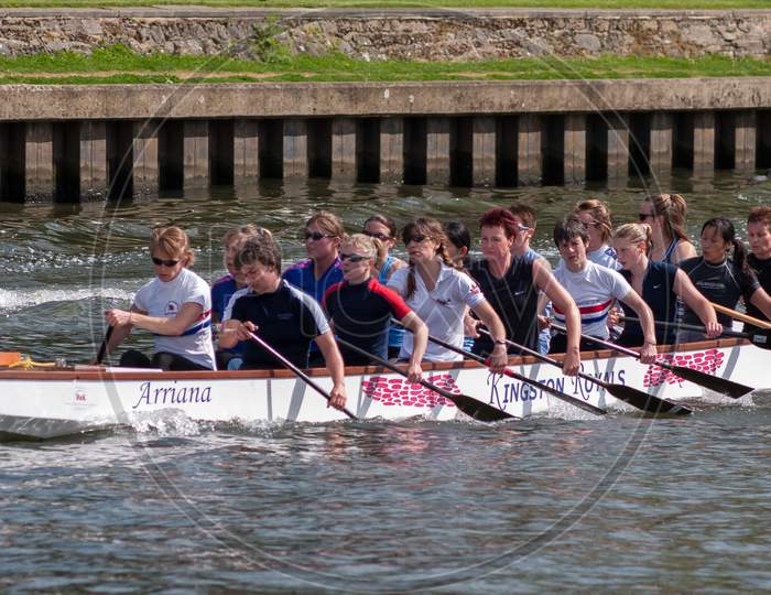 Kingston Royals Practising On River Thames Between Hampton Court And Richmond