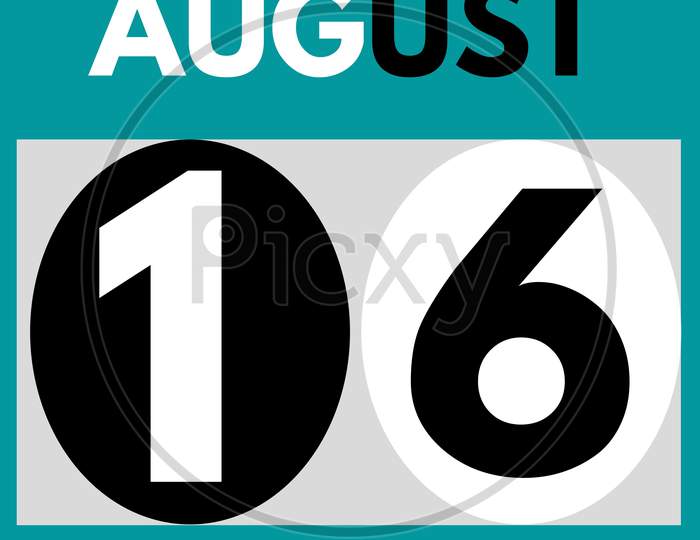 August 16 . Modern Daily Calendar Icon .Date ,Day, Month .Calendar For The Month Of August