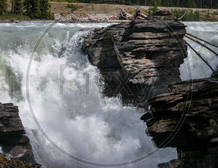 Rapids On The Athabasca River In Jasper National Park
