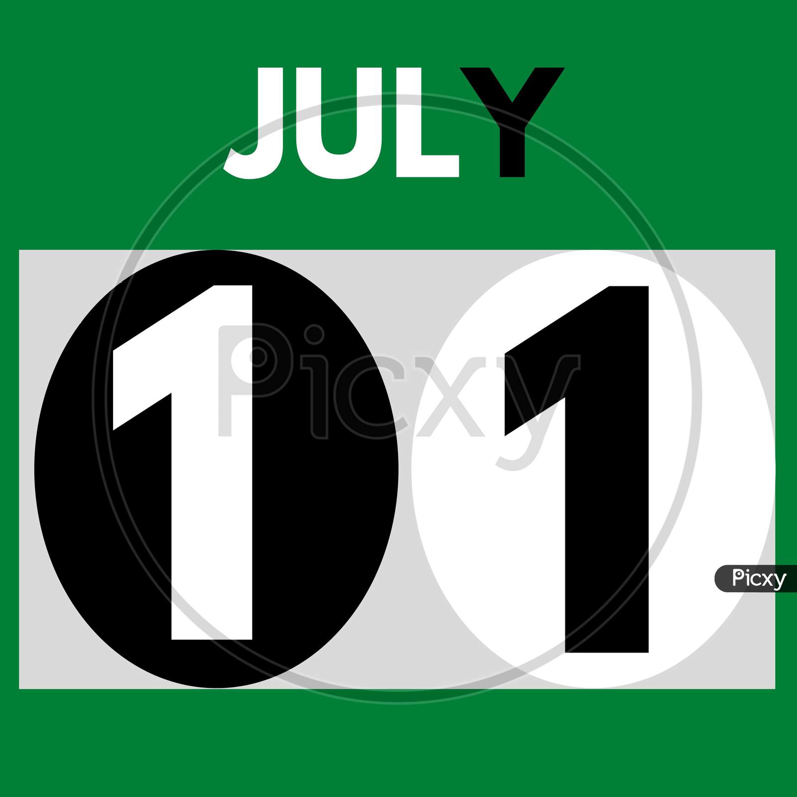 July 11 . Modern Daily Calendar Icon .Date ,Day, Month .Calendar For The Month Of July