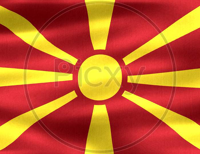 3D-Illustration Of A North Macedonia Flag - Realistic Waving Fabric Flag