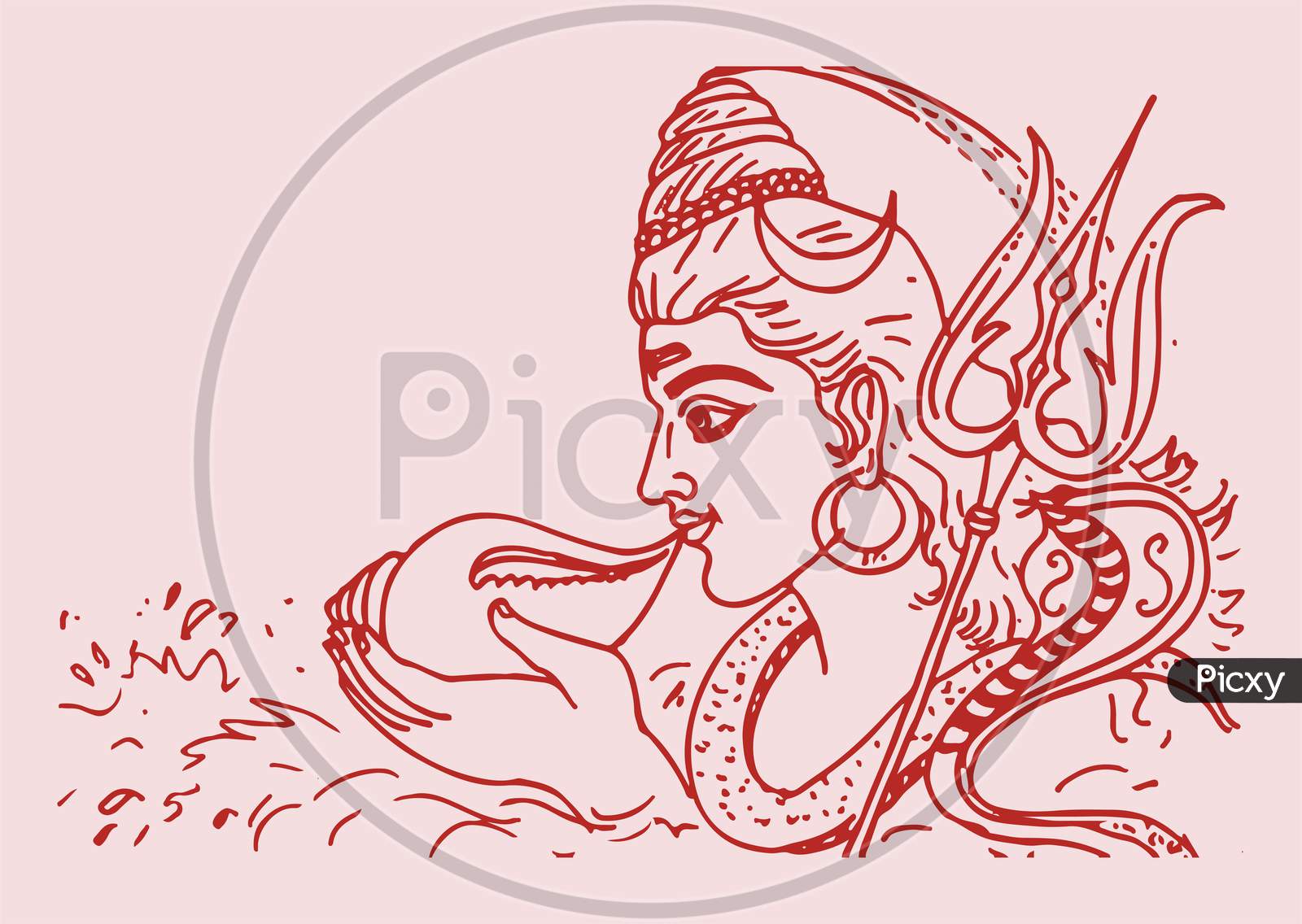 Lord shiva black and white calligraphic drawing Vector Image
