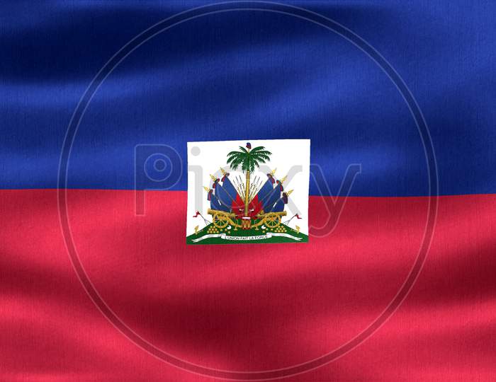 3D-Illustration Of A Haiti Flag - Realistic Waving Fabric Flag