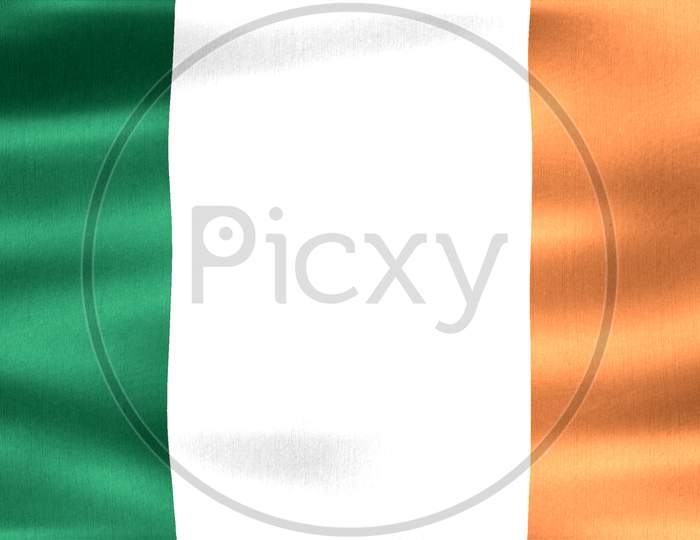 3D-Illustration Of A Ireland Flag - Realistic Waving Fabric Flag