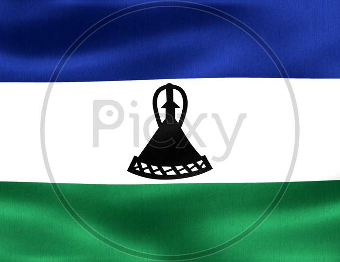 3D-Illustration Of A Lesotho Flag - Realistic Waving Fabric Flag