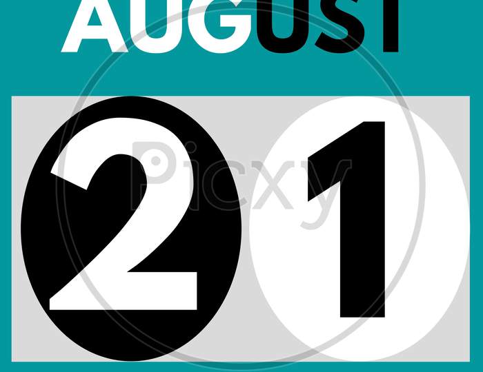 August 21 . Modern Daily Calendar Icon .Date ,Day, Month .Calendar For The Month Of August