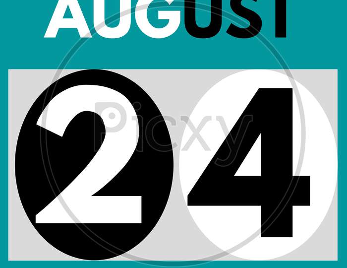 August 24 . Modern Daily Calendar Icon .Date ,Day, Month .Calendar For The Month Of August