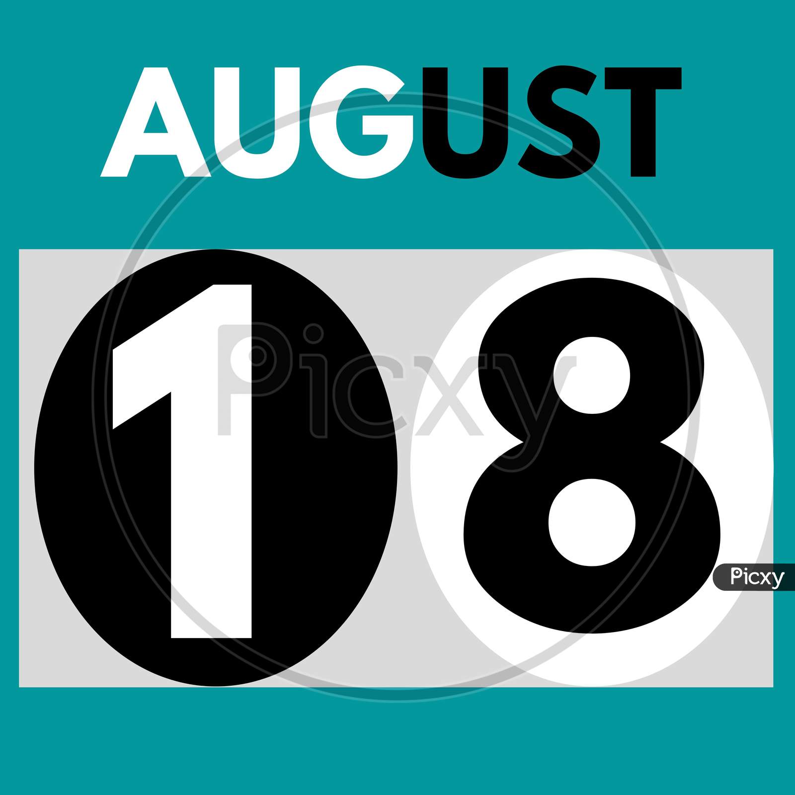 August 18 . Modern Daily Calendar Icon .Date ,Day, Month .Calendar For The Month Of August