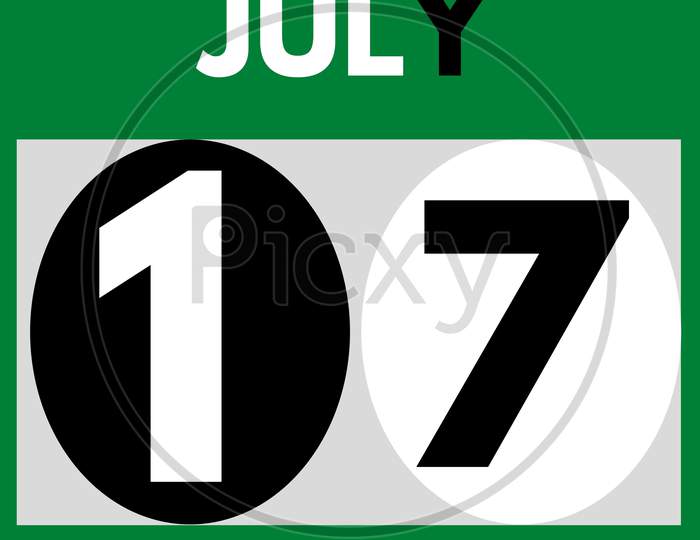 July 17 . Modern Daily Calendar Icon .Date ,Day, Month .Calendar For The Month Of July