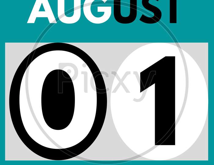 August 1 . Modern Daily Calendar Icon .Date ,Day, Month .Calendar For The Month Of August