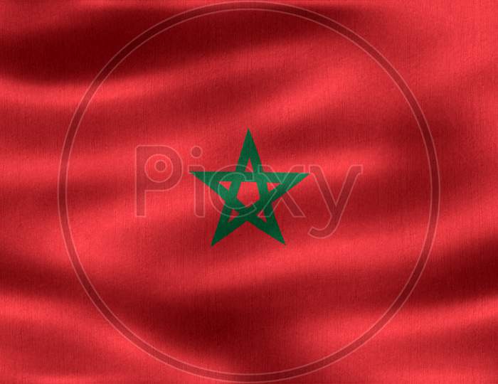 3D-Illustration Of A Morocco Flag - Realistic Waving Fabric Flag