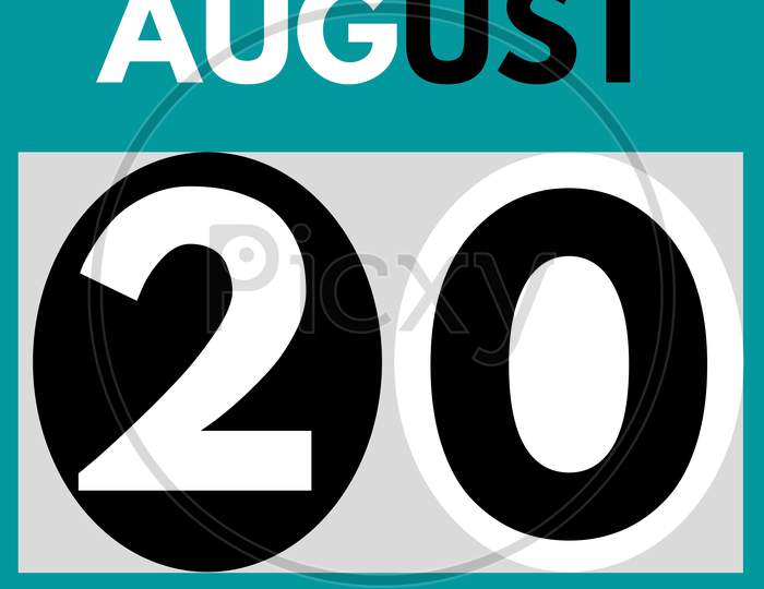 August 20 . Modern Daily Calendar Icon .Date ,Day, Month .Calendar For The Month Of August