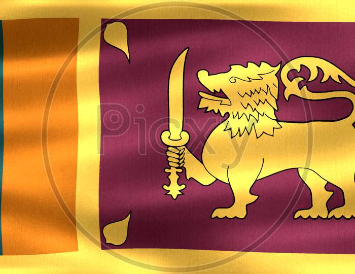3D-Illustration Of A Sri Lanka Flag - Realistic Waving Fabric Flag