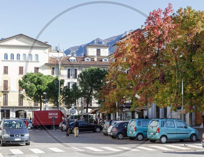 View Of A Small Square In Lecco Italy