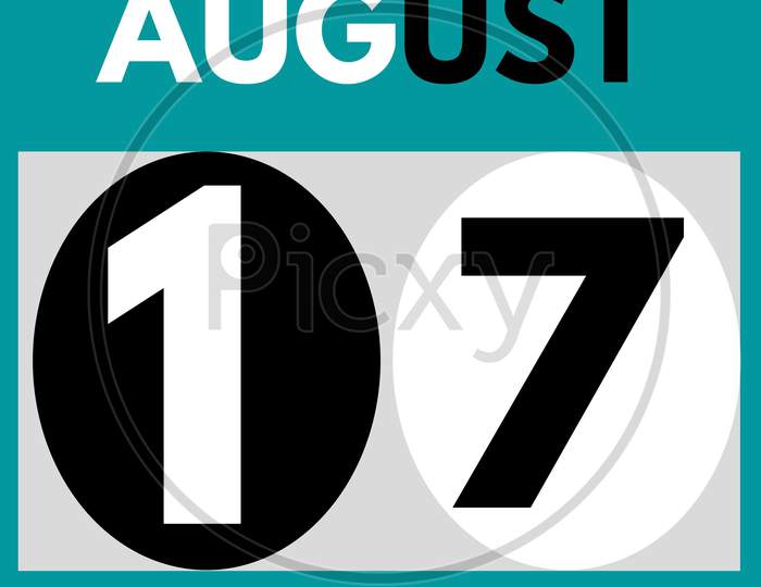 August 17 . Modern Daily Calendar Icon .Date ,Day, Month .Calendar For The Month Of August
