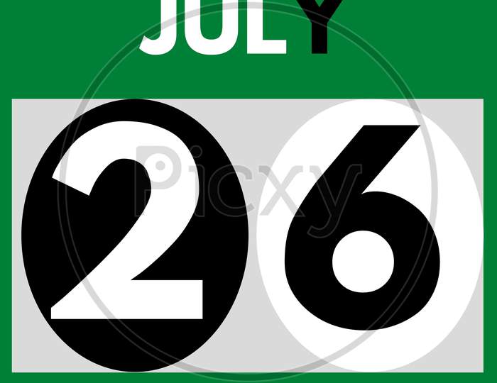 July 26 . Modern Daily Calendar Icon .Date ,Day, Month .Calendar For The Month Of July