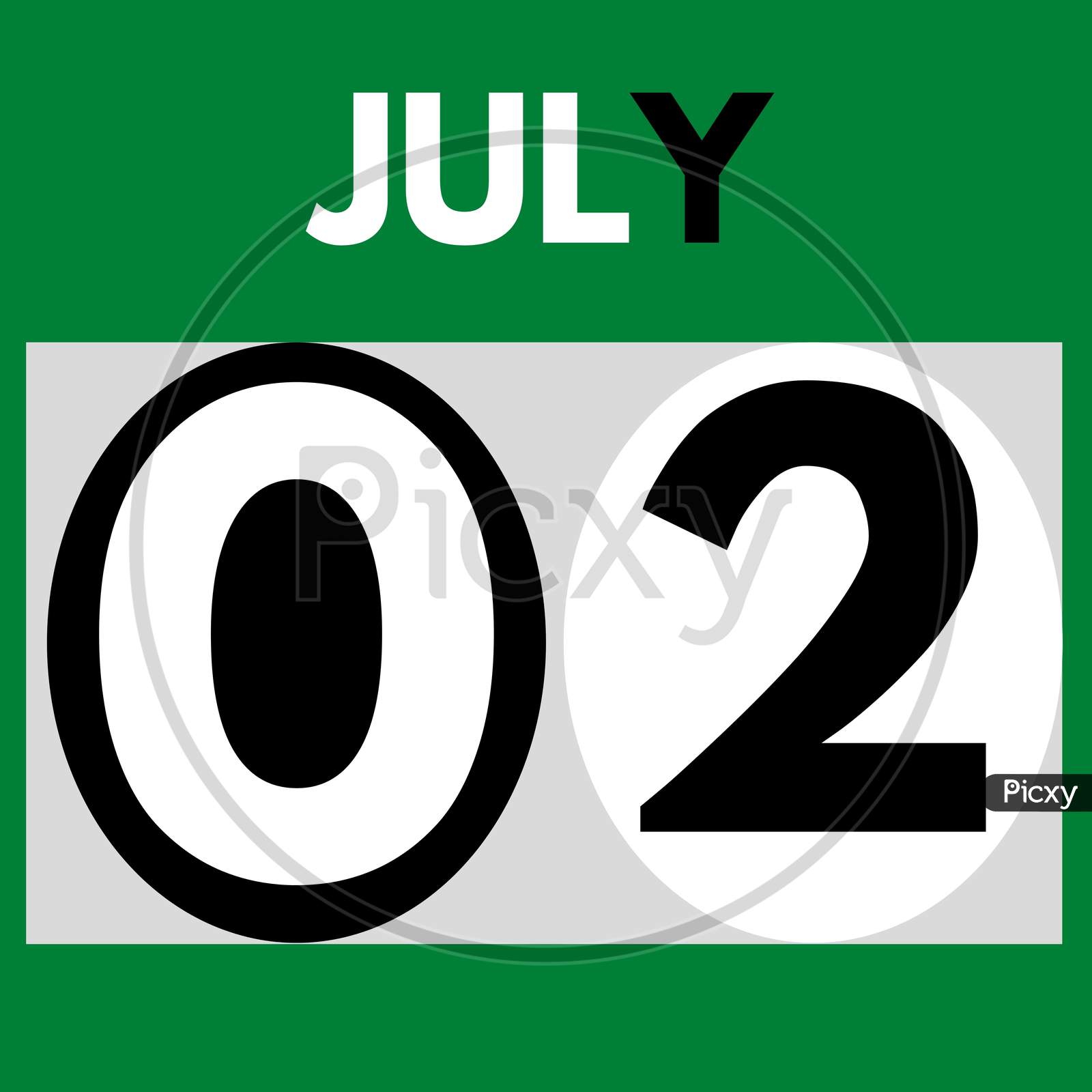 July 2 . Modern Daily Calendar Icon .Date ,Day, Month .Calendar For The Month Of July
