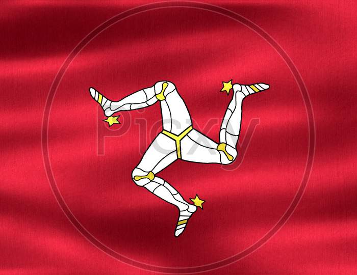 3D-Illustration Of A Isle Of Man Flag - Realistic Waving Fabric Flag