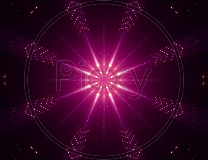 3D Illustration Of Pink Neon Rays