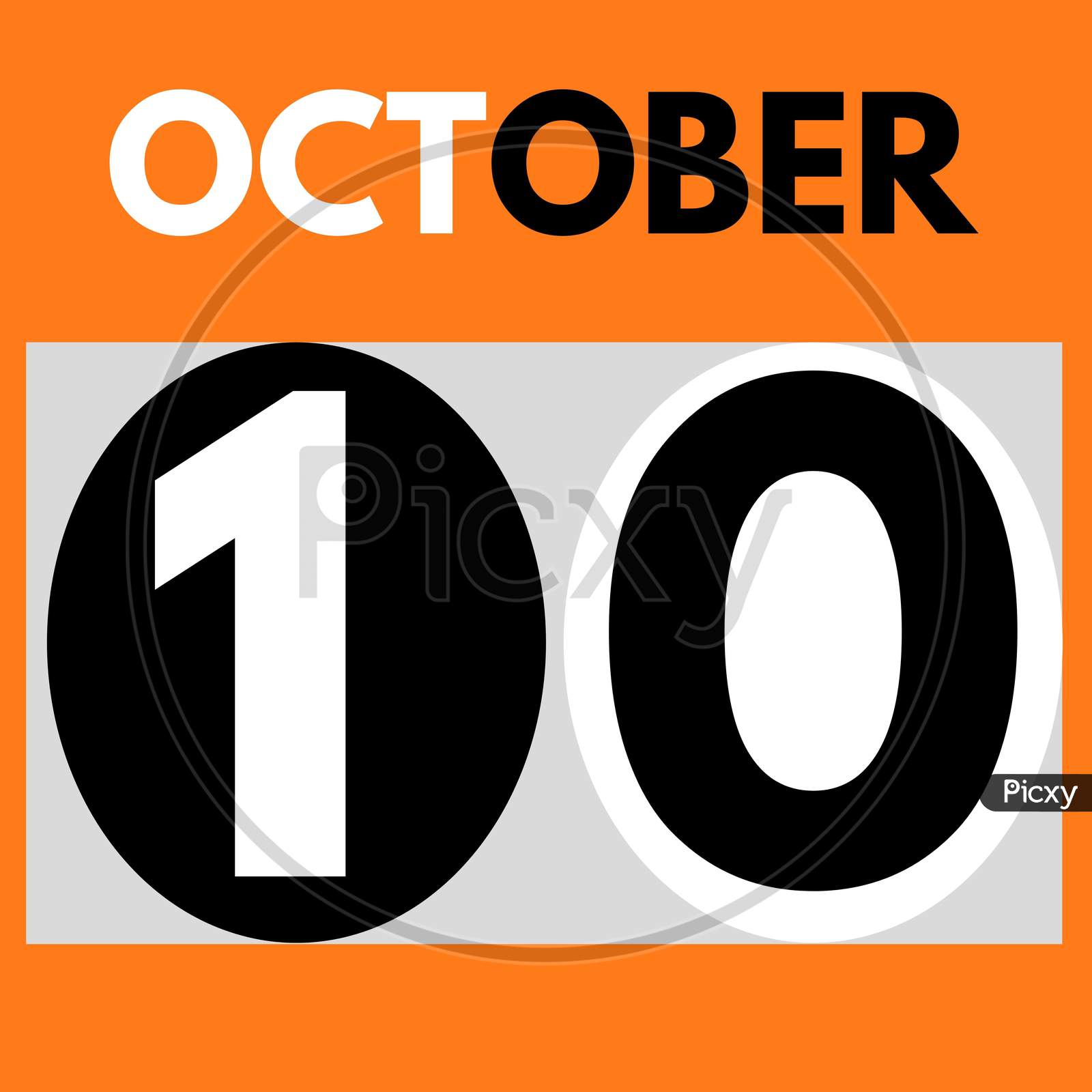 October 10 . Modern Daily Calendar Icon .Date ,Day, Month .Calendar For The Month Of October