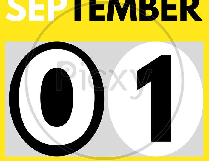 September 1 . Modern Daily Calendar Icon .Date ,Day, Month .Calendar For The Month Of September