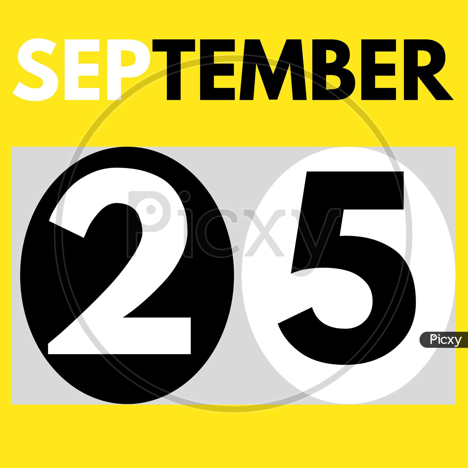 September 25 . Modern Daily Calendar Icon .Date ,Day, Month .Calendar For The Month Of September