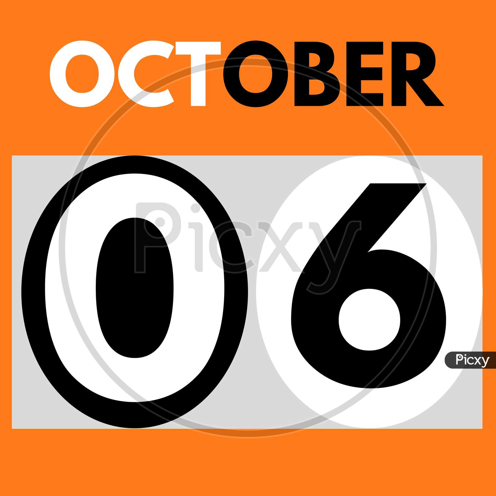 October 6 . Modern Daily Calendar Icon .Date ,Day, Month .Calendar For The Month Of October
