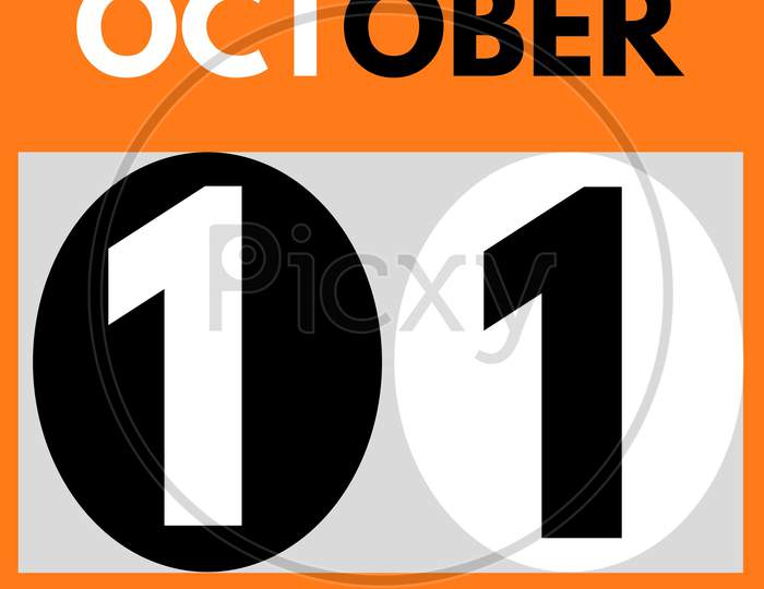 October 11 . Modern Daily Calendar Icon .Date ,Day, Month .Calendar For The Month Of October
