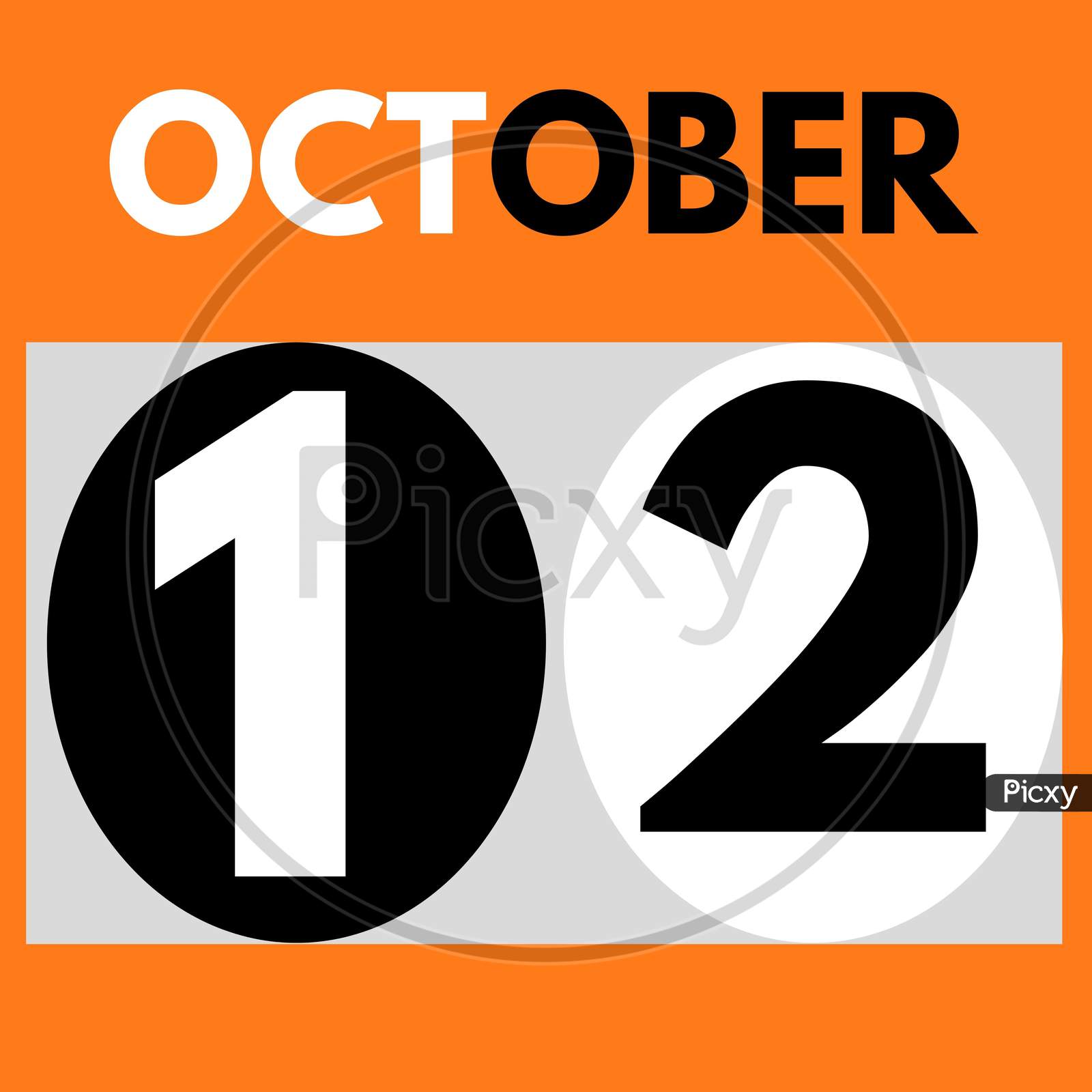 October 12 . Modern Daily Calendar Icon .Date ,Day, Month .Calendar For The Month Of October