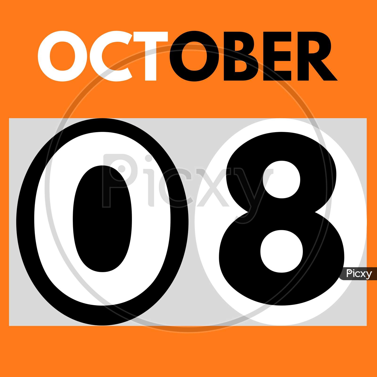 October 8 . Modern Daily Calendar Icon .Date ,Day, Month .Calendar For The Month Of October