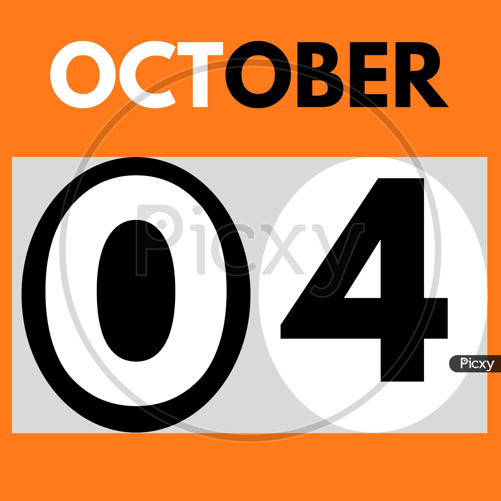 October 4 . Modern Daily Calendar Icon .Date ,Day, Month .Calendar For The Month Of October