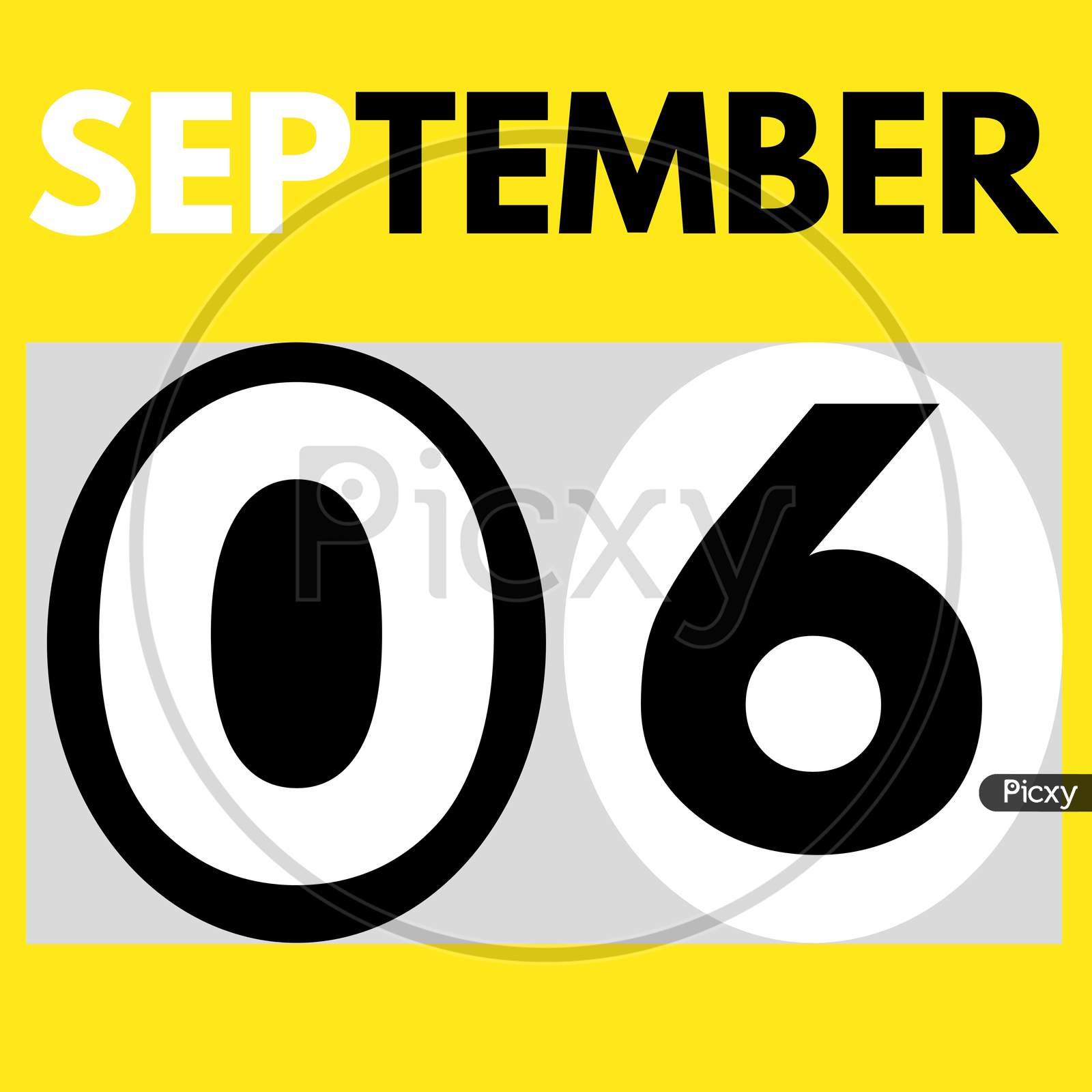 September 6 . Modern Daily Calendar Icon .Date ,Day, Month .Calendar For The Month Of September