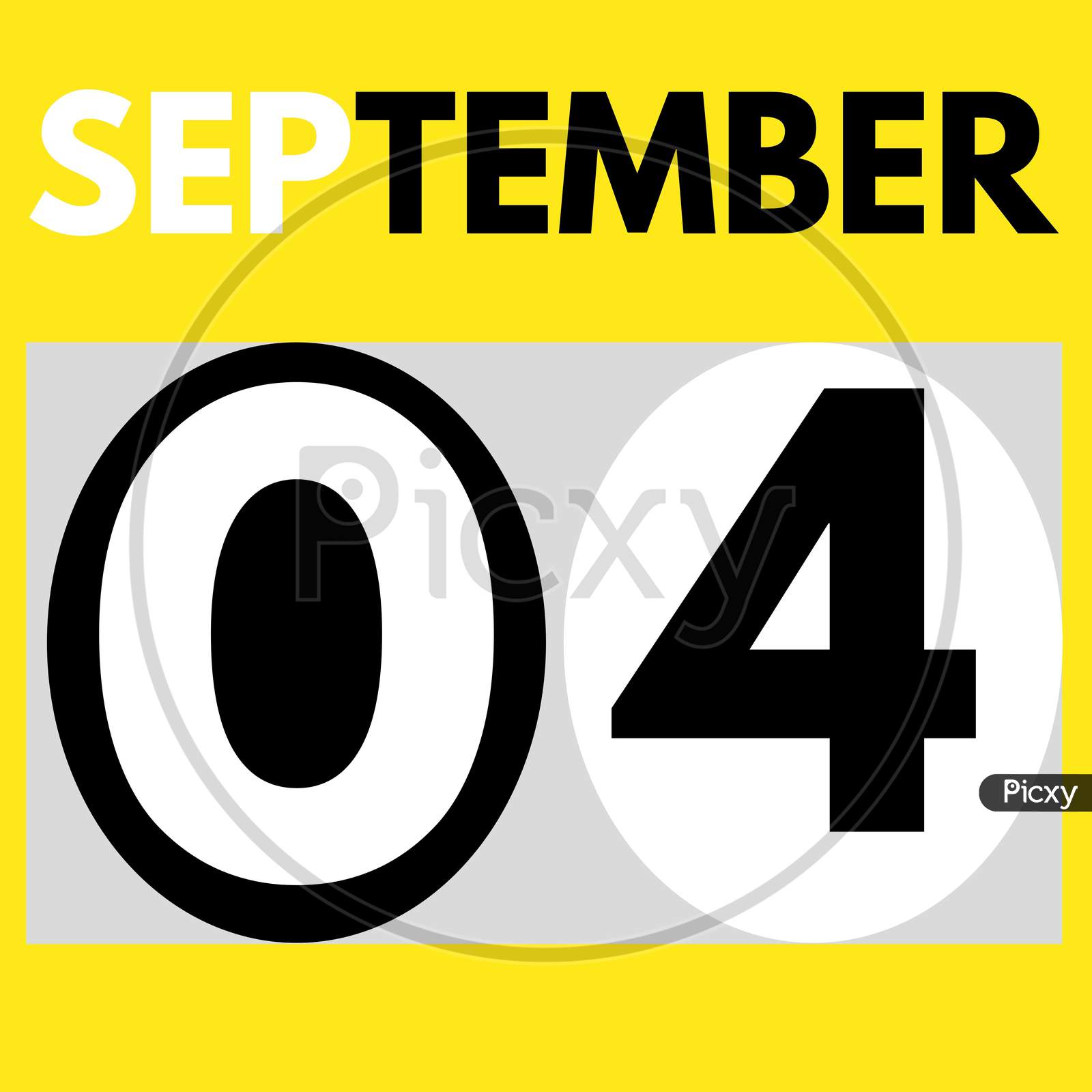 September 4 . Modern Daily Calendar Icon .Date ,Day, Month .Calendar For The Month Of September