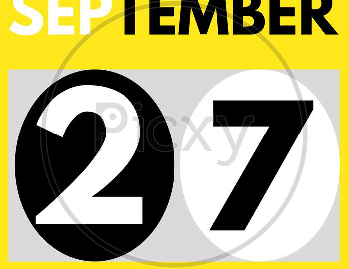 September 27 . Modern Daily Calendar Icon .Date ,Day, Month .Calendar For The Month Of September