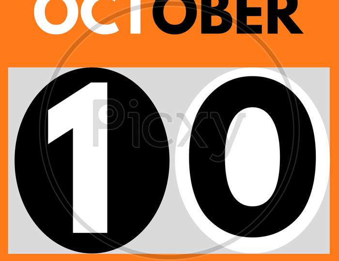 October 10 . Modern Daily Calendar Icon .Date ,Day, Month .Calendar For The Month Of October