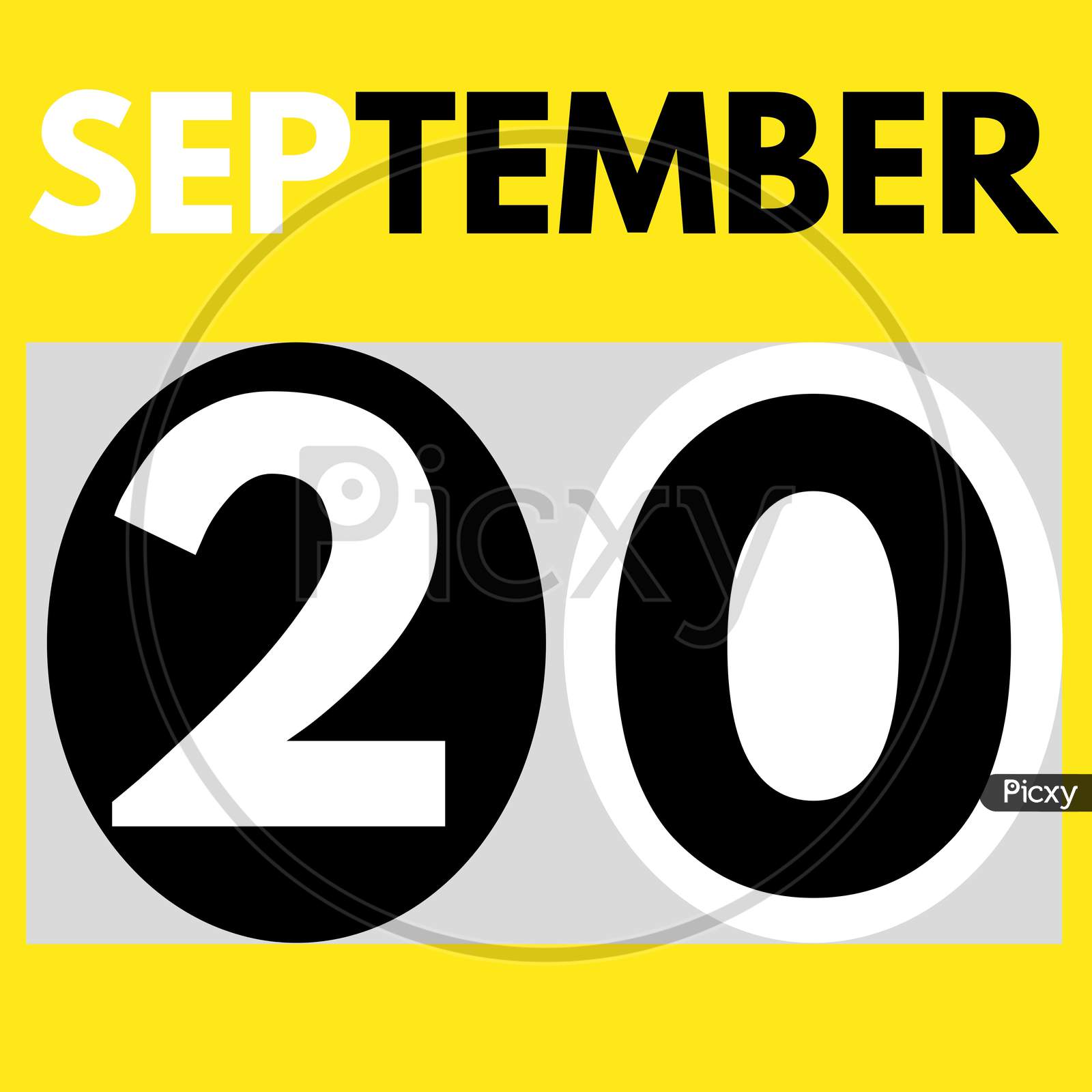 September 20 . Modern Daily Calendar Icon .Date ,Day, Month .Calendar For The Month Of September