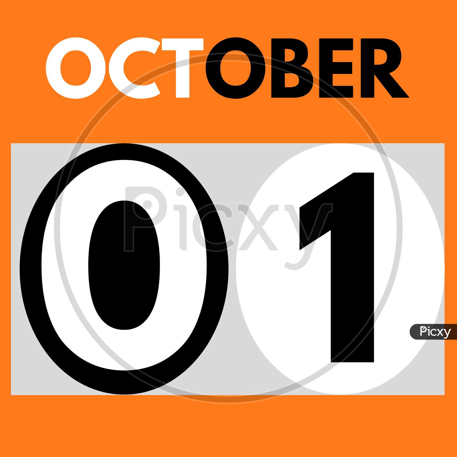 October 1 . Modern Daily Calendar Icon .Date ,Day, Month .Calendar For The Month Of October