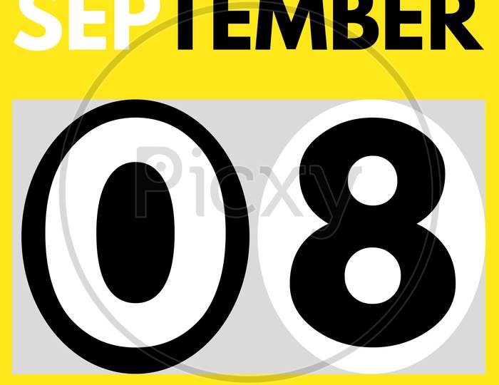September 8 . Modern Daily Calendar Icon .Date ,Day, Month .Calendar For The Month Of September