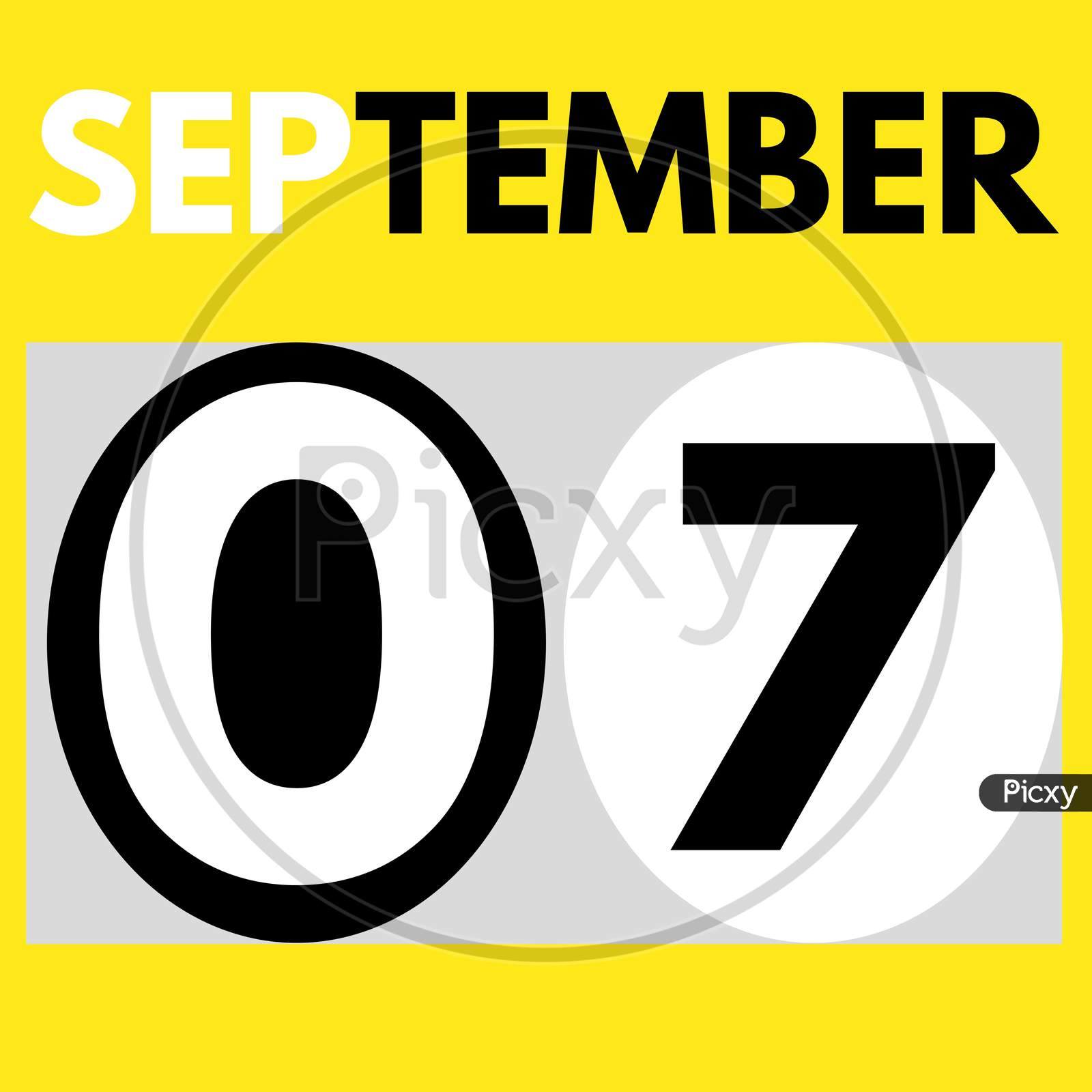September 7 . Modern Daily Calendar Icon .Date ,Day, Month .Calendar For The Month Of September