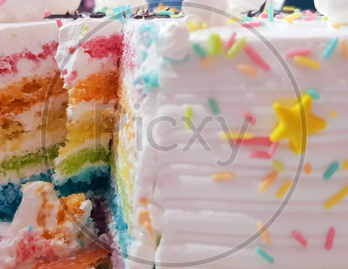 A Beautiful And Very Tasty Rainbow Cake