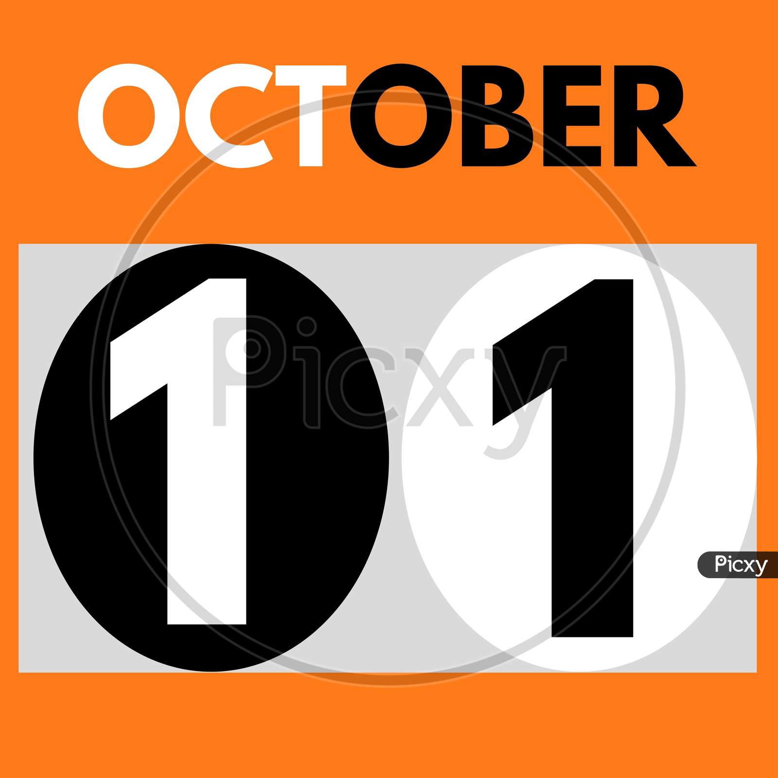 October 11 . Modern Daily Calendar Icon .Date ,Day, Month .Calendar For The Month Of October