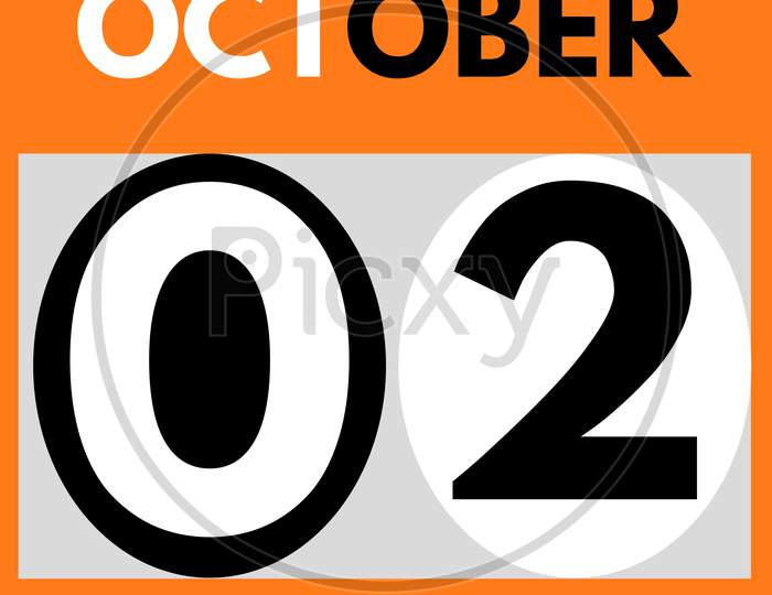 October 2 . Modern Daily Calendar Icon .Date ,Day, Month .Calendar For The Month Of October