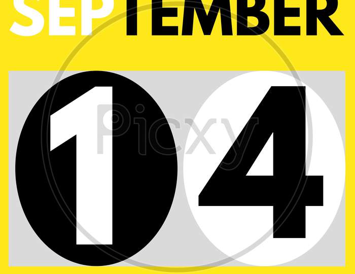 September 14 . Modern Daily Calendar Icon .Date ,Day, Month .Calendar For The Month Of September